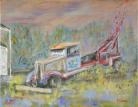 Times Gone Bye Old Tow Truck  oil by Peter Liman   